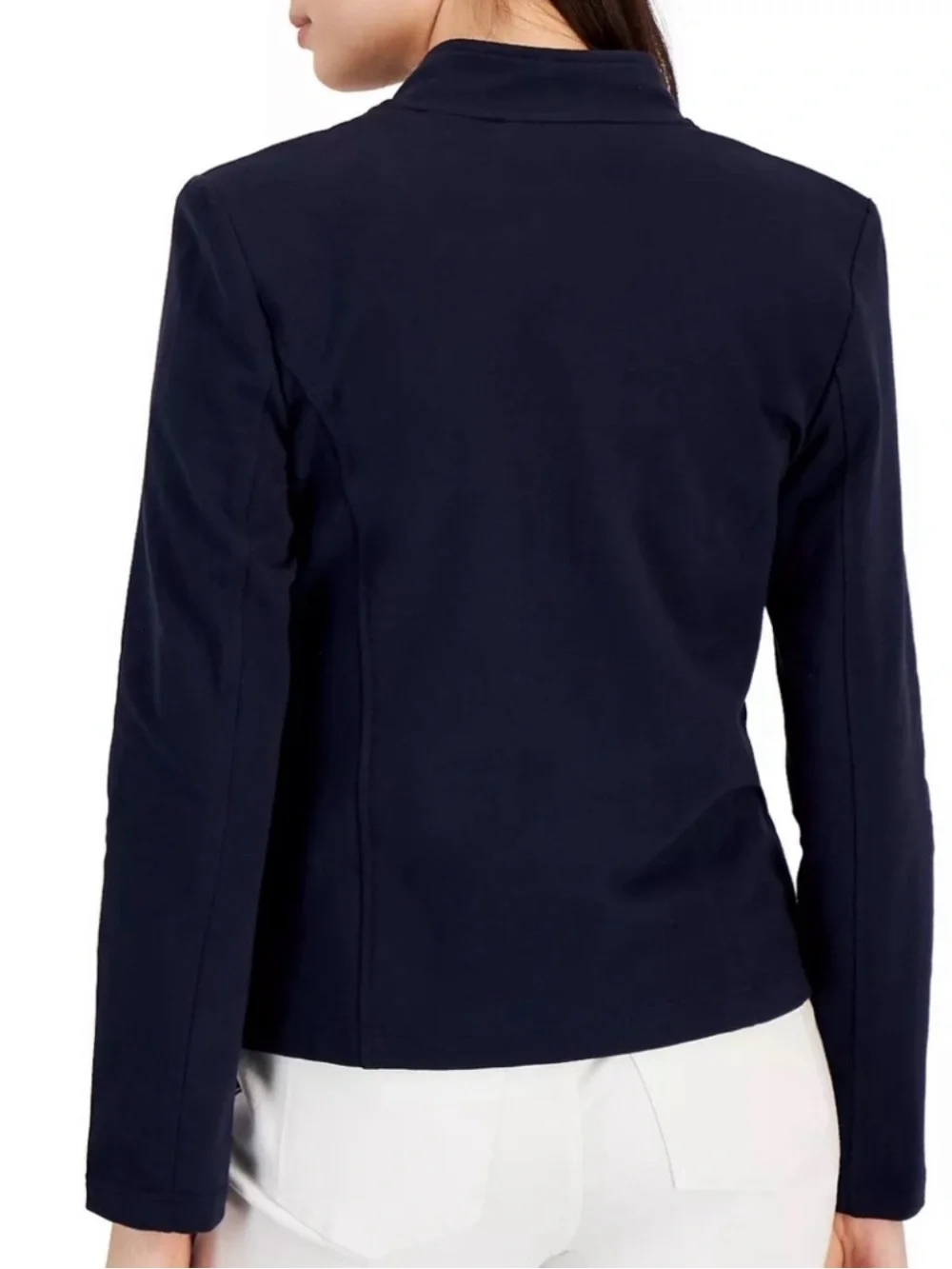 Tommy Hilfiger Military Band Jacket Navy Stand Collar Knit Blazer Gold Buttons M